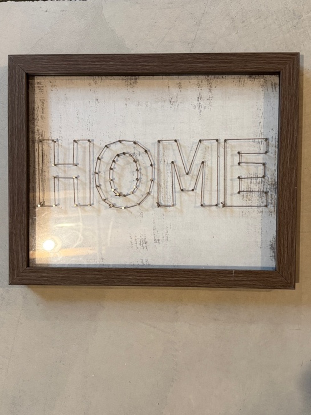 Framed 'HOME' String Art Wall Decor in Brown and White